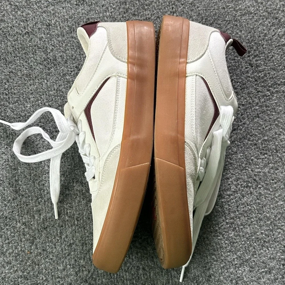 Airwalk Huntington Men 9.5 White‎ Canvas Suede Gum Sole Skate Sneakers